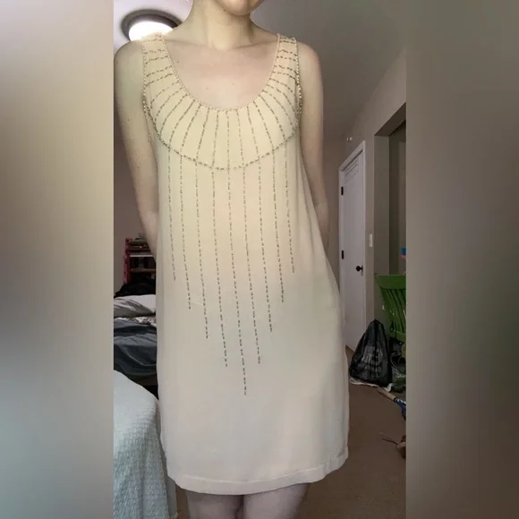 cream beaded dress Jessa Beaded Cocktail Dress – THEIA